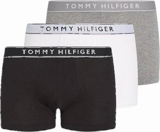 Tommy Hilfiger Mens Tommy Hilfiger 3-Pack Everyday Essentials Boxer Trunks, Mid Heather/Black/White - Size: 32/34/35