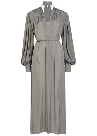 Calvin Klein Natalie fil Coup&eacute; Brushed Satin Midi Dress - Grey - 40 (UK8 / S)