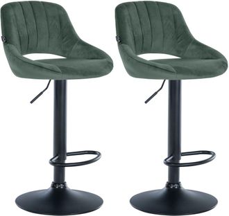 Clp Set de 2 taburete de bar ajustable giratorio en terciopelo verde