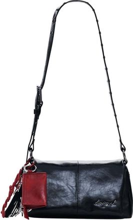 Desigual piccola borsa a tracolla lucida nera-Nero