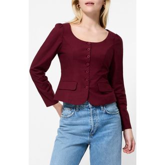 French Connection Inga 2-Pocket Button-Up Shirt in Cabernet at Nordstrom Rack, Size 4