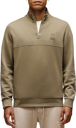 Psycho Bunny Zeke Quarter Zip Sweatshirt in Dusky Green at Nordstrom, Size 6
