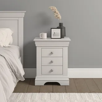 Seconique Bordeaux 3 Drawer Bedside (Fully Assembled) in Ivory
