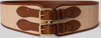 Lauren Ralph Lauren Tailleng&uuml;rtel aus Strohgeflecht mit doppelter Dornschlie&szlig;e in Cognac, Gr&ouml;&szlig;e XL