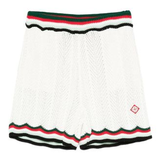 Casablanca Casual Shorts, male, White, M, Sporty Chevron Crochet Shorts with Logo