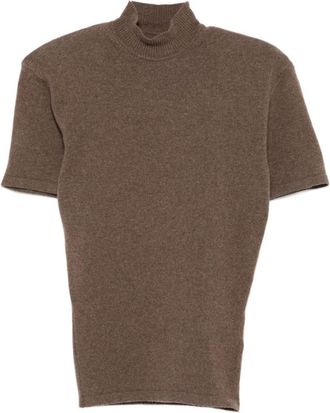Jacquemus Brown Mock Neck Wool Top