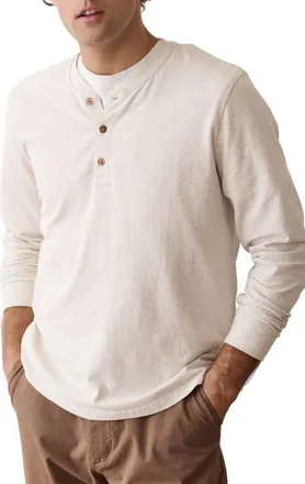 Marine Layer Luxe Jersey Henley in Oatmeal Heather at Nordstrom, Size Xx-Large