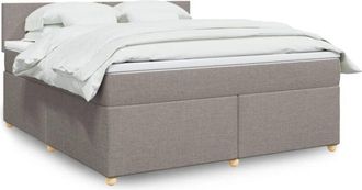 vidaXL Vidaxl - Cama Box Spring Con Colch&oacute;n Tela Gris Taupe 180x200 Cm