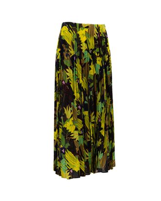 Valentino Garavani Green Print Pleated Womens Skirt