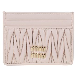 Miu Miu Accessoires, Dames, Roze, ONE Size, Leer, Matelass&eacute; Kaarthouder