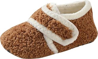 Generic Toddler Slippers Warm Fleece Lined Non Slip Indoor Slippers Soft Sole Cosy Home Footwear Kids Shoes Sock for Age 1 To 4 Years