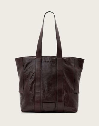 AllSaints Ares Gain borsa tote in pelle bordeaux-Rosso