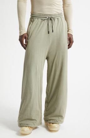 LU&rsquo;U DAN Wadded Bontans Wide Leg Sweatpants in Vetiver at Nordstrom, Size X-Large