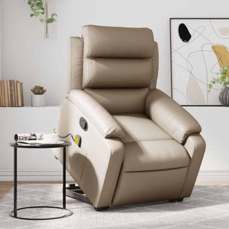vidaXL Vidaxl - Sill&oacute;n Reclinable Masaje Pie Cuero Artificial Color Capuchino