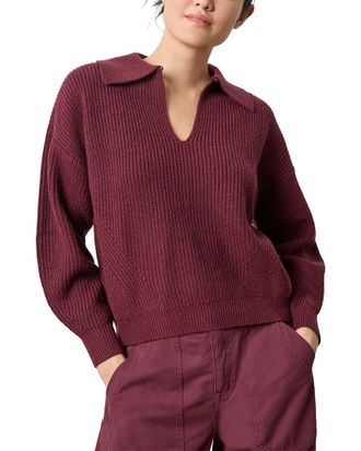 Lilla P Easy Fit Keyhole Rib Sweater