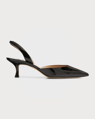 Manolo Blahnik Carolyne Low-Heel Patent Halter Pumps
