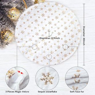 OEM Falda Para &Aacute;rbol De Navidad De 122 Cm, Copo De Nieve De Felpa Blanca Con Lentejuelas Doradas, Decoraci&oacute;n Navide&ntilde;a - Ulisem