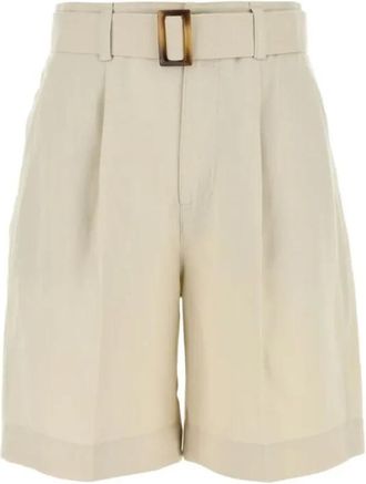 Woolrich Linnen Bermuda Shorts - Dames - Korte Broeken - Beige - W29 - Linnen - Korte Broeken