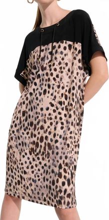 Joseph Ribkoff Silky Knit Animal Print Straight Dress In Beige Multi