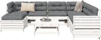 vidaXL Juego De Sof&aacute;s De Jard&iacute;n 8 Pzas Madera Maciza De Pino Blanco Vidaxl