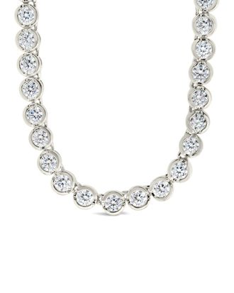 Sterling Forever 14K Plated CZ Helene Bezel Tennis Necklace