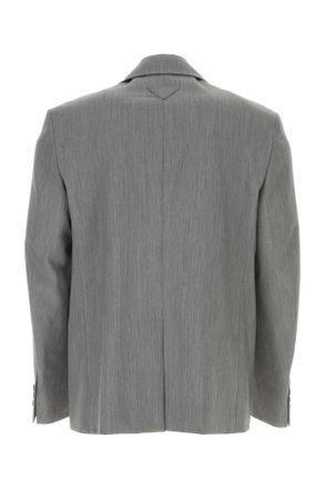 Prada Mens Melange Grey Wool Blend Blazer Grigio Wmwv Giacche E Gilet