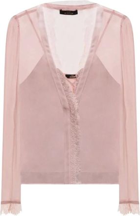 Twinset Georgette Blouse met Kant - Dames - Blouses & Shirts - Roze - Maat: XS Viscose
