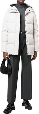 Aspesi Quilted-Finish Hooded Quilted Coat - White