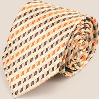 Oswin Hyde Mens Geometric Stripes Cream Brown Orange