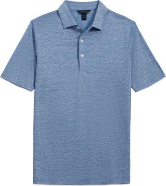 Scott Barber Mens Linen Melange Polo Shirt In Sky