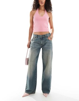 Daisy Street Jeans ampi a vita bassa blu slavato
