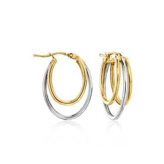 Ross-Simons Italian 14kt 2-Tone Gold Triple-Oval Hoop Earrings