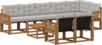 vidaXL Conjunto De Sof&aacute;s De Exterior 9 Uds. Natural Y Gris Claro Vidaxl