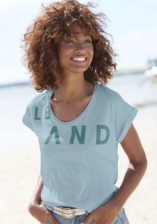 Elbsand T-Shirt ELBSAND, Damen, Gr. XXL (44), blau (t&uuml;rkis), Jersey, Obermaterial: 50% Baumwolle, 50% Polyester, unifarben, figurumspielend h&uuml;ftlang, Rundhals