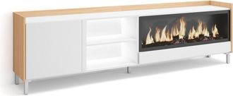 Skraut Home Skraut Home - Mueble Tv, Televisi&oacute;n, Muebles De Sal&oacute;n, Almacenaje, 212x35x61cm, Para Tv Hasta 80, Chimenea El&eacute;ctrica Xxl, Dise&ntilde;o Industrial, Led, Esti
