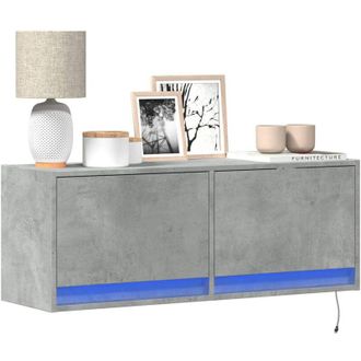 vidaXL Vidaxl - Mobile tv a Parete con Luci led Grigio Cemento 100x31x35 cm