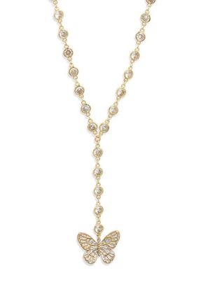 Vidakush Duotone Butterfly Pendant Y Necklace in Gold at Nordstrom, Size 14