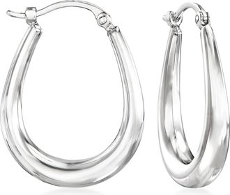 Ross-Simons 14kt White Gold Tapered Hoop Earrings