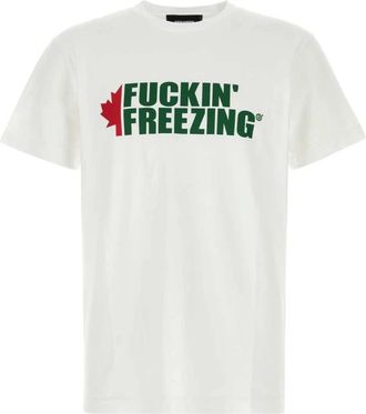 Dsquared2 Wit Katoenen T-Shirt - Heren - T-shirts - Wit - L - Katoen - Tops