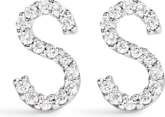 House of Brilliance 10K Gold 1/10 Cttw Diamond Initial A to Z Stud Earring