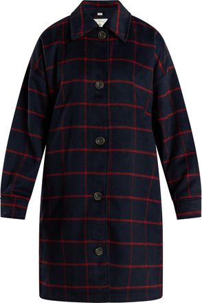 Dreimaster Dreimaster overgangsjas Dames Geruit donker marinerood