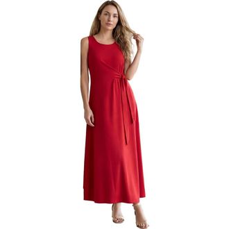 Jessica London Stretch Cotton Side Tie Maxi Dress in Raspberry at Nordstrom, Size Medium