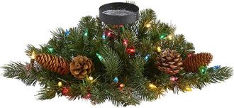 Nearly Natural 16In Flocked & Glittered Artificial Christmas Candelabrum