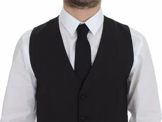 Dolce & Gabbana Gray Wool Stretch Dress Vest Mens Blazer