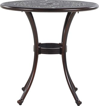 Beliani Beliani - Mesa De Comedor De Jard&iacute;n Marr&oacute;n Aluminio Redonda &Oslash; 65 Cm Estilo Vintage Bovino