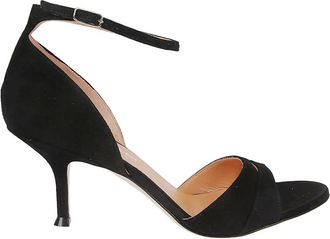 Lella Baldi Suede Sandaal 5 cm Hak - Dames - Sandalen met hakken - Zwart - 39 EU - Su&egrave;de - Schoenen