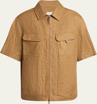 Moncler Mens Flax Short-Sleeve Utility Shirt