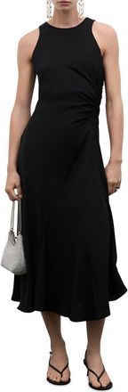 Mango Gathered Sleeveless Maxi Dress in Black at Nordstrom, Size 6