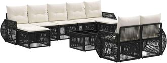 vidaXL Conjunto De Sof&aacute;s De Jard&iacute;n 10 Uds. Negro Y Blanco Crema Vidaxl
