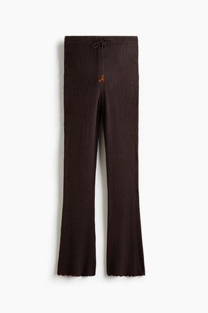 H&M Flared Crochet-look Trousers in Dark Brown at Nordstrom, Size Xx-Small